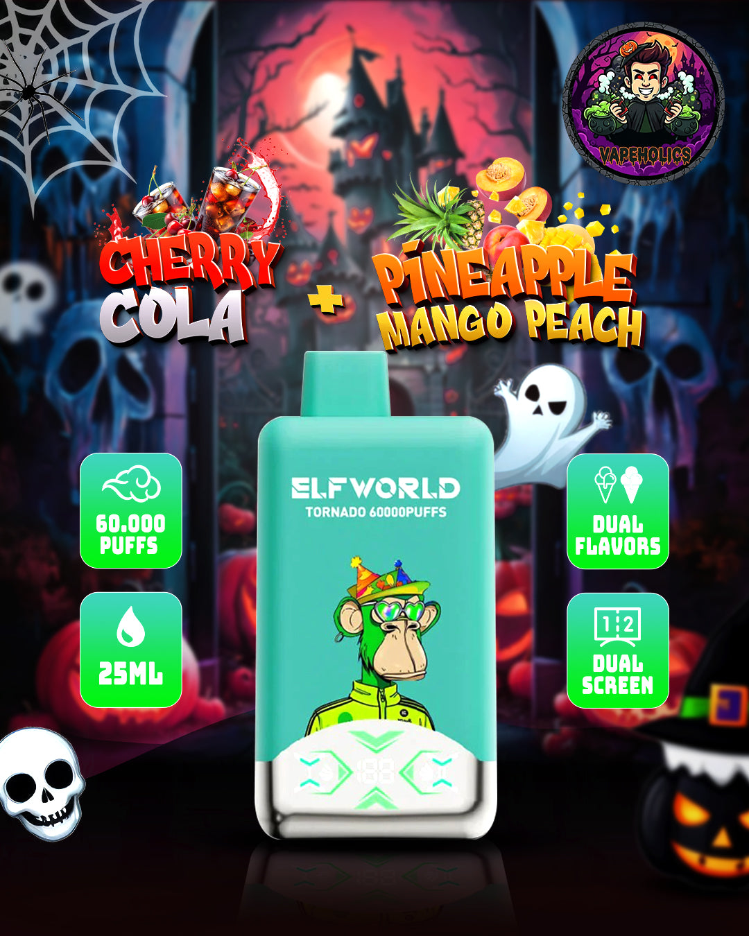60.000 PUFFS - CHERRY COLA + PINEAPPLE MANGO PEACH - 5%