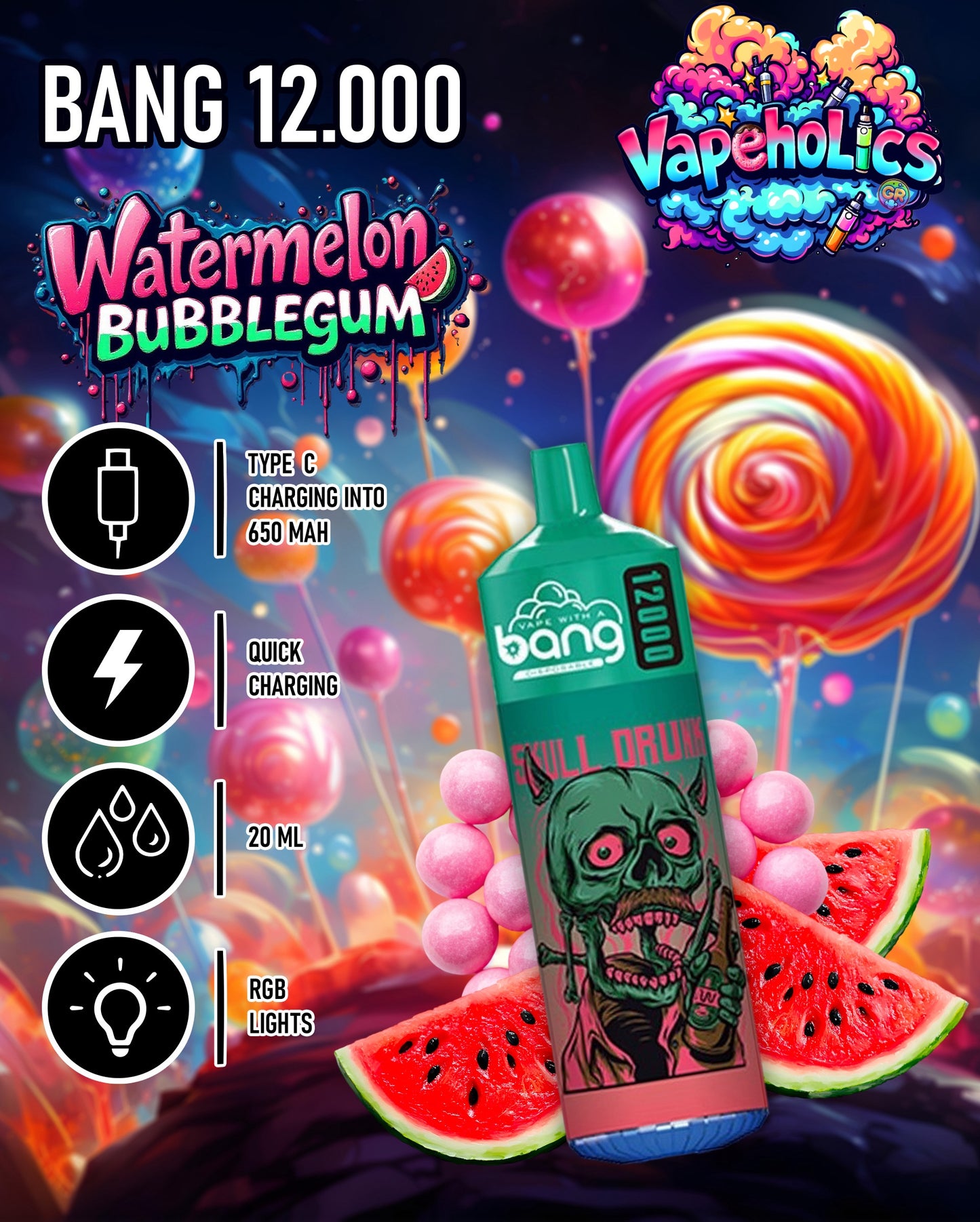 2% WATERMELON BUBBLEGUM - 12.000 PUFFS - My Store